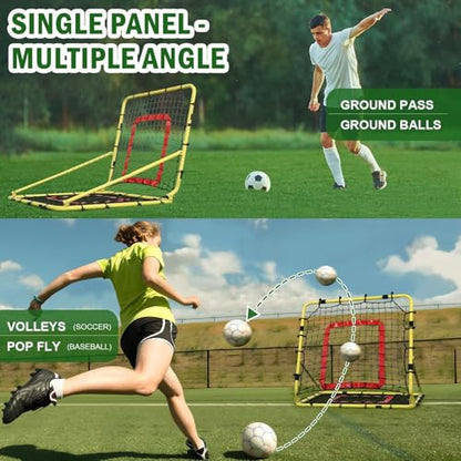 BaseGoal Baseball and Softball Rebounder Net,Baseball Rebounder,Volleyball Rebounder,Pitch Back Net,Multi-Sport Training Rebound Screen,with Pitching Target,Easy Adjustable Angles - size: 33.5x33.5 IN, style: Yellow