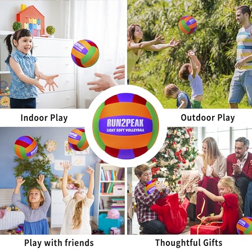 RUN2PEAK Super Soft Light Volleyball - Safe and Quiet Volleyball Ball for Indoor Outdoor Play - Official Size 5 Beginners Volleyballs Trainer for House Yard Beach Training