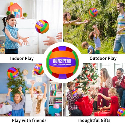 RUN2PEAK Super Soft Light Volleyball - Safe and Quiet Volleyball Ball for Indoor Outdoor Play - Official Size 5 Beginners Volleyballs Trainer for House Yard Beach Training