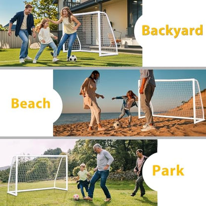 ZENY Portable Soccer Goal for Backyard,12x6 / 10x6.5 / 8x5 / 6x4 ft Kids Adults Soccer Net and Frame for Home Backyard Practice Training Goals, Soccer Training Equipment - style: 8 x 5 FT - 2 Pack