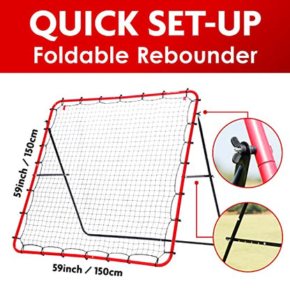 Soccer Rebounder, Kickback Rebound Net - Football Training Gifts, Aids & Equipment for Kids, Teens & All Ages, Perfect Storage