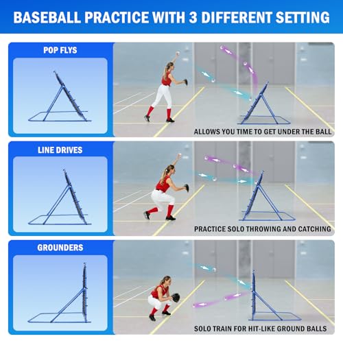 Soccer Baseball Rebounder Net, Soccer Goal Net, Volleyball Softball Rebound Pitchback Net Quick-Switch Angle Training for Control, Passing Practice, Bounce Back Rebounder Goals Gifts Trainer Equipment - size: 5FTx4FT