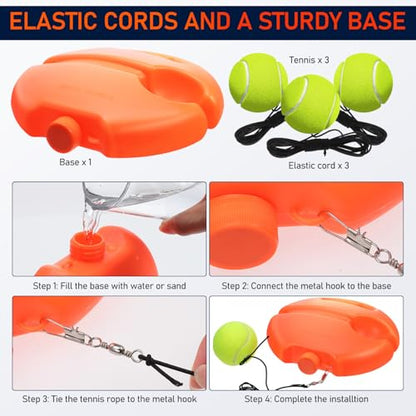 Toddmomy Trainer Rebound Ball with String, Solo Tennis Ball Portable Tennis Rebounder Kit Self Training Badminton Kit for Beginners Sport Exercise