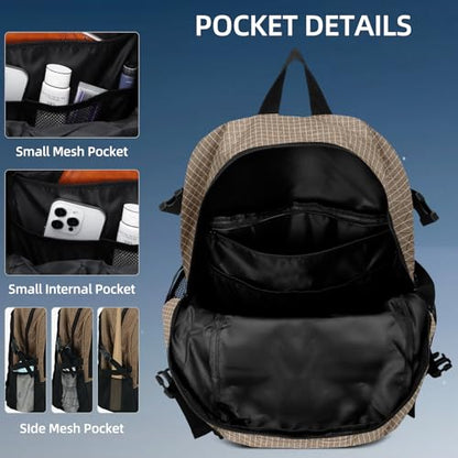 HUA ANGEL Basketball Backpack, Large Sports Bag with Separate Ball Holder & Shoe Compartment, Men/Women Gym Backpack for Basketball Soccer Volleyball - color: Brown