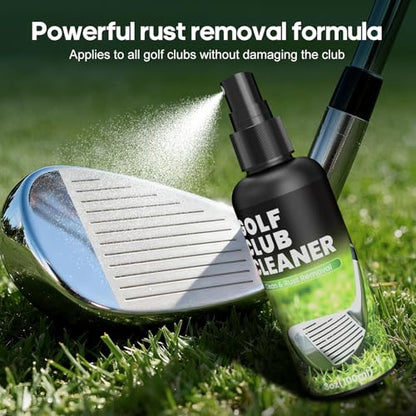 Vetance Pro Golf Club Cleaner Kit - Including New Designed Golf Club Brush, 3 Bottles of Cleaning Solution, Golf Towel,Effectively Remove Stubborn Stains and Rust. - color: Black