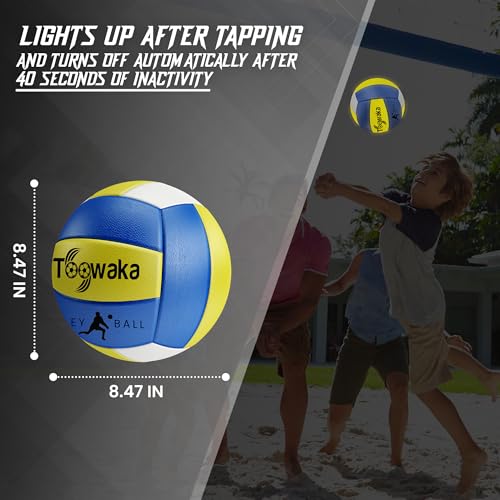 Light up Beach Volleyball,Official Size Glow in the Dark Youth Volleyball, Bright with LED Lights Pre-Installed,Batteries Included