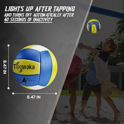 Light up Beach Volleyball,Official Size Glow in the Dark Youth Volleyball, Bright with LED Lights Pre-Installed,Batteries Included