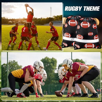 Saintrygo 12 Pcs String Bags Drawstring Back Sack with Reflective Stripe String Bags for Yoga Dance Swimming (Rugby) - style: Rugby