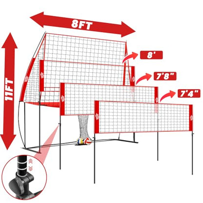 Volleyball Training Equipment,Height Adjustable Volley Ball Practice Net Station for Serving, Spiking, Hitting Practice,Easy Setup Volleyball Net for Backyard Indoor Outdoor with Carryingbag