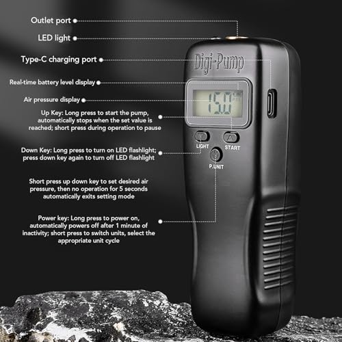 Luocute Electric Ball Pump, Sports Air Pump Automatic Stop with LCD Display and 600mAh Rechargeable Battery, Fast Inflation for Basketball Football Volleyball Soccer