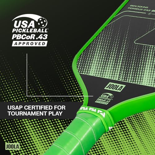 JOOLA Ben Johns CAS 16mm Carbon Fiber Pickleball Paddle - CAS Surface Tech - Control & Power Paddle - USAP Approved - Aero Curve - Feel-Tec Pure Grip - NFC Chip - color: Jolt Green, size: Perseus