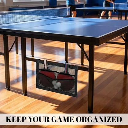 Under-Table PingPong Paddle Holder, Breathable Mesh PingPong Ball Holder, Hanging Large-Capacity PingPongs Paddles Case for Multiple Paddles and Balls, Easy Installation for Home Game Room Club