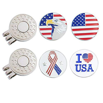 Golf Ball Markers with Hat Clips Value Sets for Men Women Golfer, Removable Attaches Easily to Golf Cap Premium Gifts - color: Composited 01