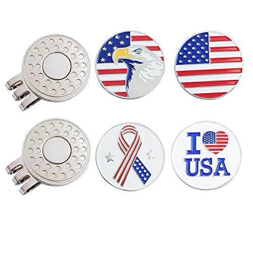 Golf Ball Markers with Hat Clips Value Sets for Men Women Golfer, Removable Attaches Easily to Golf Cap Premium Gifts - color: Composited 01