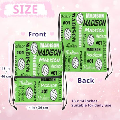 Custom Volleyball Style Drawstring Bag, Personalized Sports Ball Backpack Drawstring Sack Cinch Bags for Team Gift Party Favors, Grass Green - color: Grass Green