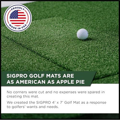 The Indoor Golf Shop SIGPRO Softy Golf Mat - Professional-Grade Practice Mat - Realistic Fairway Feel - Real Tee Capable, Replaceable Hitting Strip, Thick Cushioning & Joint-Friendly Design - size: 4' x 7'