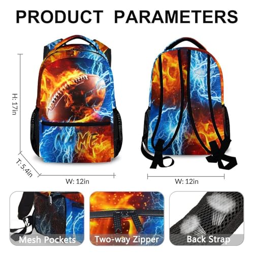 Backpack for Kids Boy Custom Football Bookbag for School Elementary Middle Primary, Personalized Student School Supplies - color: Brown