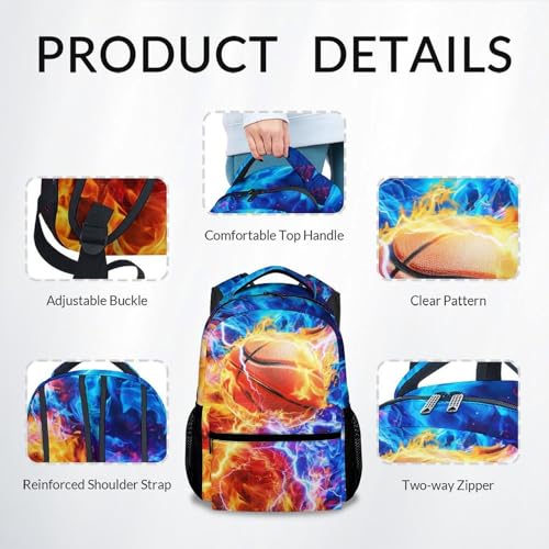 Basketball Bookbag for Boys - School Backpack for Kids Teens Elementary Middle School 17 Inch - color: Red