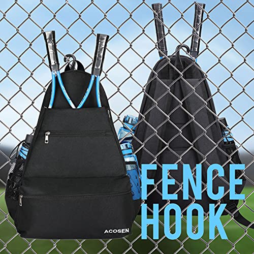 ACOSEN Tennis Bag Tennis Backpack - Large Tennis Bags for Women and Men to Hold Tennis Racket,Pickleball Paddles, Badminton Racquet, Squash Racquet,Balls and Other Accessories - color: Black - B