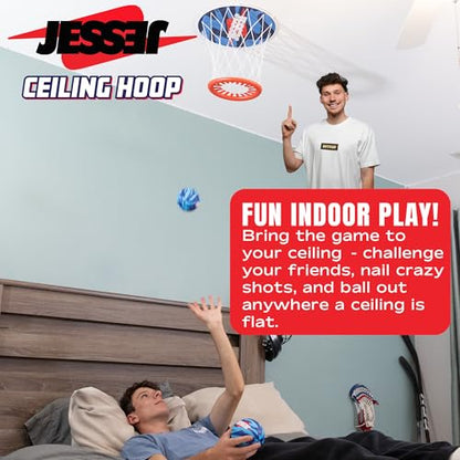 Jesser Basketball Hoop with Balls | Fun Indoor Game for All Ages 6+, Gift for Kids, Children, Teens & Families, Bedroom & Playroom | Toy for Boys & Girls (Ceiling Hoop or Over The Door) - size: Ceiling Hoop