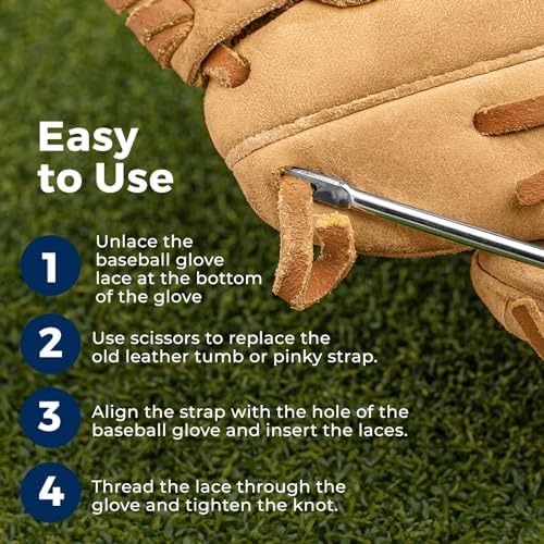TOFL Baseball Glove Lace Kit | 6 Leather Laces, Lacing Needle, Thumb & Pinky Straps | Heavy Duty Baseball Glove Relacing Kit - color: Green