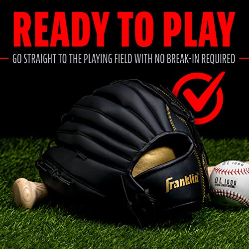 Franklin Sports Field Master Baseball + Softball Glove - Field Master Adult + Youth Baseball + Softball Mitt - Men's + Women's Gloves - Right Hand Throw - color: Black/Gold, style: 13" - Basket "V" Web