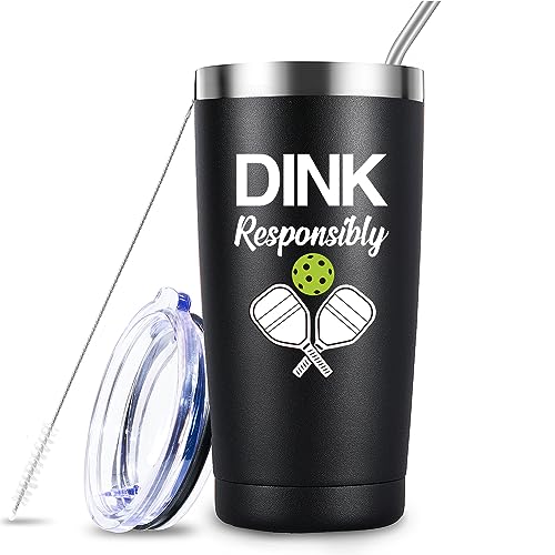 Dink Responsibly Tumbler, Pickleball Player Gifts,Picklebal Lovers Gifts for Men Women,Pickleba Accessories Gift 20oz Stainless Steel Cup With Lid Straw
