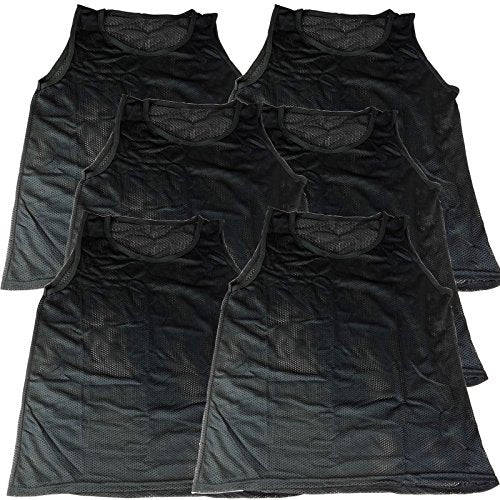 BlueDot Trading Adult & Youth Scrimmage Training Vests for Soccer, Basketball & More – Available in 1, 6, 12, 24 Packs - color: Black, style: Youth 6 Pack