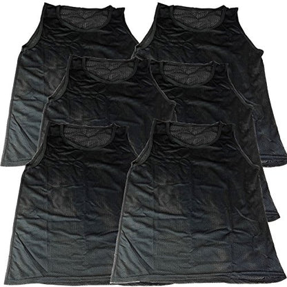 BlueDot Trading Adult & Youth Scrimmage Training Vests for Soccer, Basketball & More – Available in 1, 6, 12, 24 Packs - color: Black, style: Youth 6 Pack