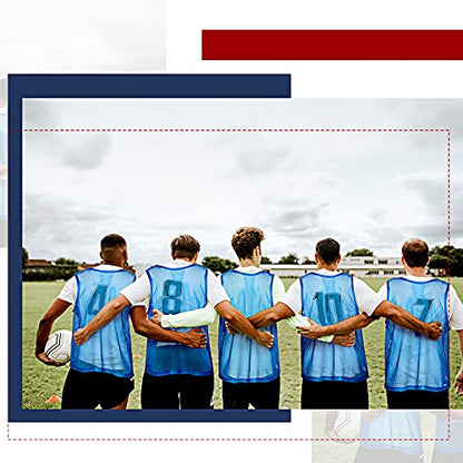 Boyiee Pinnies Scrimmage Vests, Nylon Mesh Team Practice Jersey Youth Pinnies for Sports Basketball Soccer Football - color: Red and Blue