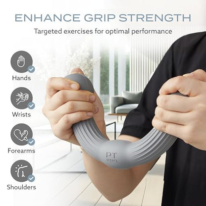 PT Pro Tennis Elbow Trainer For Physical Therapy, Textured Grip, Elbow Pain Relief, Resistance Bar For Tendonitis And Golfer's Elbow, Improve Grip Strength, Pickleball Elbow And Golfer's Elbow, Gray