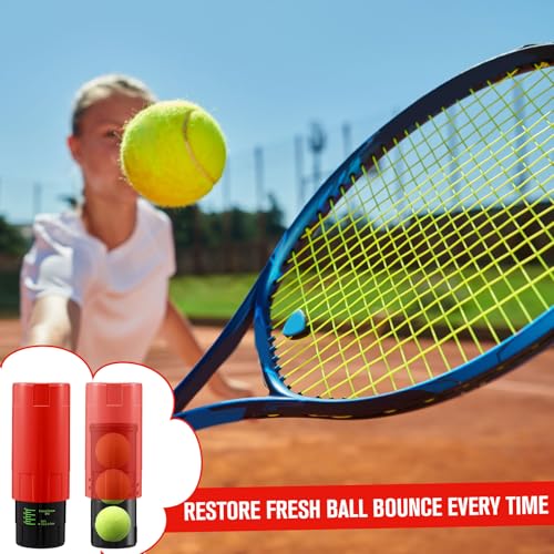 Soulchen Tennis Ball Pressurizer - Tennis Ball Storage Canister Holds 3 Balls Under 14 Psi Pressure, Reusable Stuff for Bounce Retention, Lightweight & Durable - color: Red