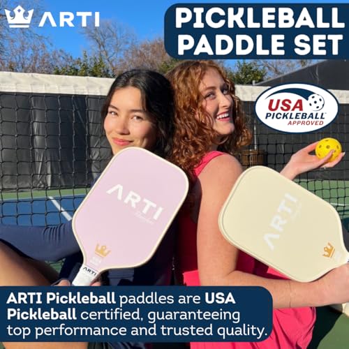 ARTI Pickleball Paddles Set of 2-USAPA Approved Fiberglass Surface Pickleball Set,2 Pickleball Rackets, 4 Balls and 1 Portable Carry Bag - color: Dogs And Giraffes