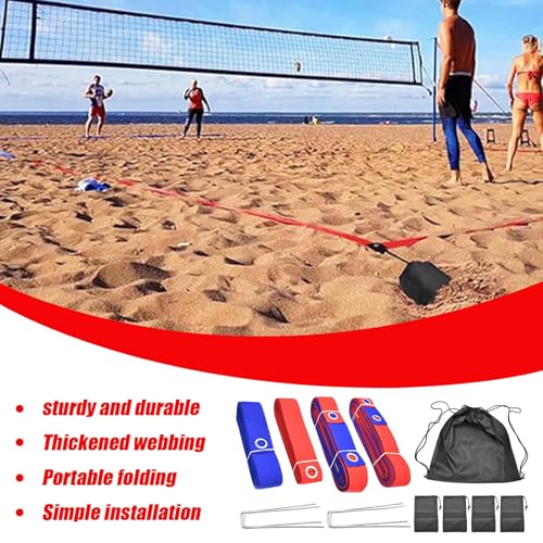 Volleyball Boundary Tape - Grass Court Line Markers, Lightweight Setup Kit with Carry Case | Durable Field Strips for Sun Games, Backyard Matches, Lake Outings, College Sports, and Outdoor Practice