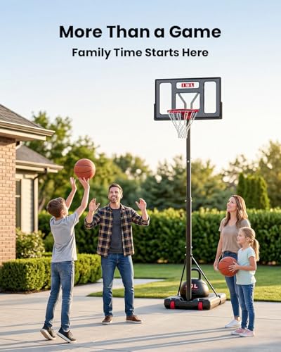 IGL Portable Basketball Hoop, 5.6-10FT Adjustable Basketball Goal System, 40/44 Inch Outdoor Basketball Hoop & Goals for Kids, Youth, and Adults in The Backyard, Driveway with PC Backboard - color: Gray Black