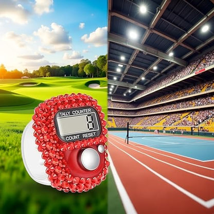 Electronic Finger Tally Counter Clicker Counter,Portable Digital Display Tally Counter,Convenient Resettable Mini Lap Counter for Golf Goods Counting Accessories,Track and Field Lap Counters - color: Red