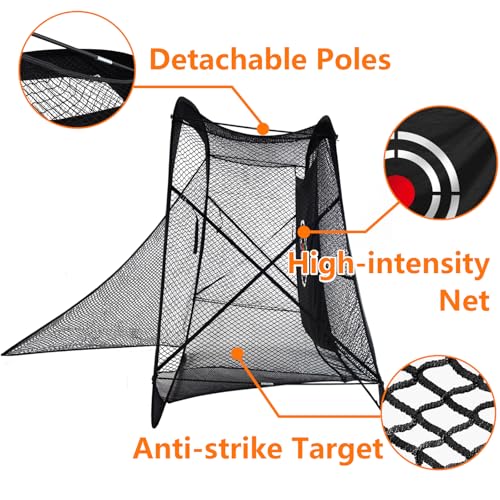 Gagalileo Pop Up Golf Practice Net: 7X7X4FT Hitting Cage with Target Portable Backyard Garage Training for Driving Chipping Swing Beginners & Golf Enthusiasts