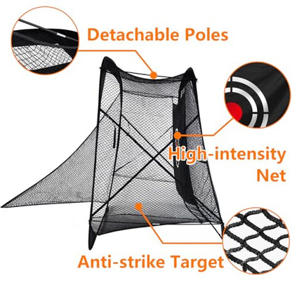 Gagalileo Pop Up Golf Practice Net: 7X7X4FT Hitting Cage with Target Portable Backyard Garage Training for Driving Chipping Swing Beginners & Golf Enthusiasts