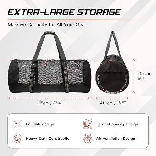 TRAILKICKER Premium Foldable & Durable Extra-Large Sports Equipment Bag – Perfect for Sports Gear Storage, Basketball, Football, Soccer, Rugby, Hockey