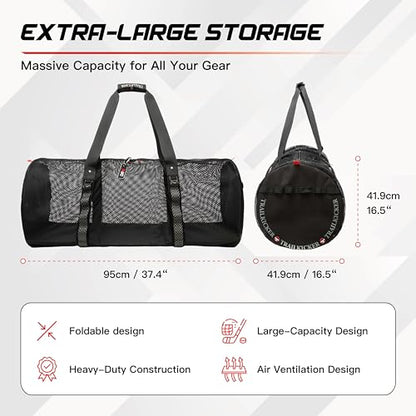 TRAILKICKER Premium Foldable & Durable Extra-Large Sports Equipment Bag – Perfect for Sports Gear Storage, Basketball, Football, Soccer, Rugby, Hockey