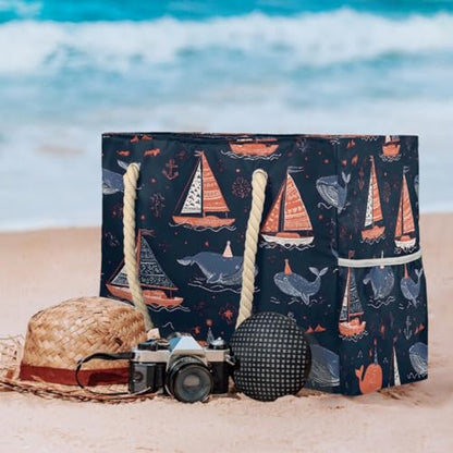 Beach Bag Waterproof Sand-proof Canvas Tote Lightweight Shoulder Bag Suitable for Family outdoor travel - color: B8