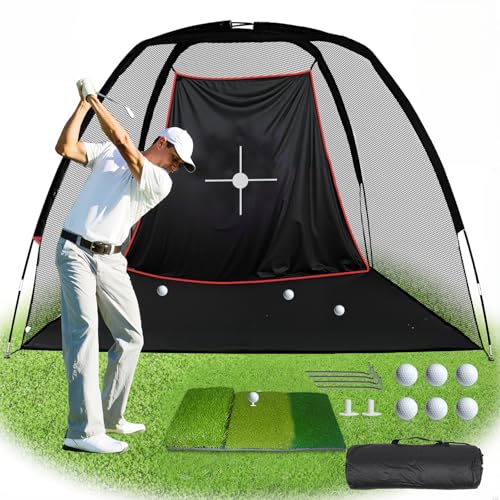 Gagalileo Golf Hitting Net Backyard Driving: 10x7FT with Silent Velvet Target Portable Practice for Men Dad Golfer Lovers Set Gift