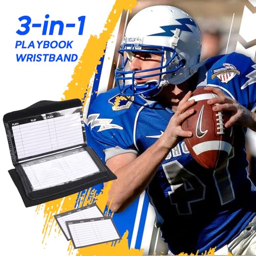 12 Packs Wristbands,Football Play Wristband,with Three-in-one Transparent Panel,Playbook Wristbands for Adult (Large)