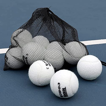 Teloon Pressure Training Tennis Balls-12 or 18 Count-Mesh Carry Bag，4 Colors Available，Pressureless Training Exercise Tennis Balls for Beginners. - color: White-12pcs