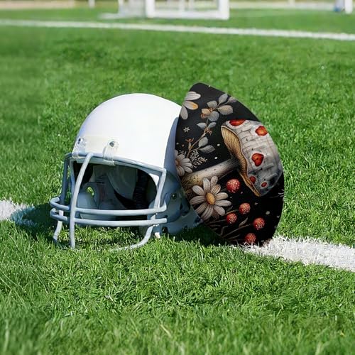 American Football, Official Size 11.9 x 7.3 Inch, Premium Composite Leather High-Grip Ball with Pro-Style Lacing, Unique Prints for Training, Games & Gifts - color: White Mushrooms