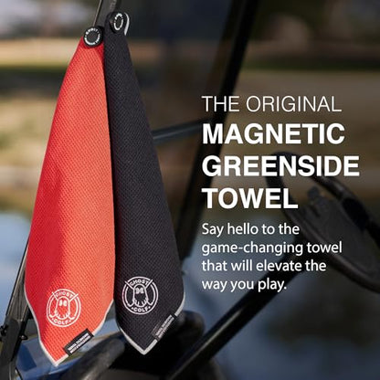 Ghost Golf Magnetic Towel (Greenside) - Premium Ultra-Absorbent Microfiber Golf Towel with Magnet for Golf Carts or Clubs - 18" x 18" Golfing Gear - Waffle Weave Pattern (Carolina Blue)