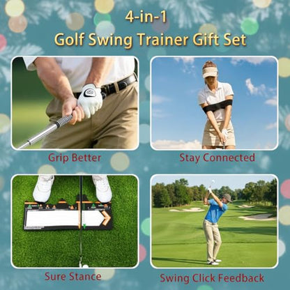 Golf Swing Training Aid - Retractable Grip Trainer with Click Feedback Portable & Right Handed Perfect for Beginners Indoor/Outdoor Use Golf Sure Stance Beginner