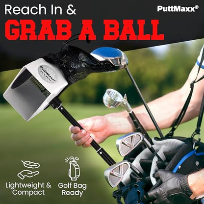 Golf Putting Trainer and Ball Retriever with Target Cup, Telescopic Handle, Ball Collection Bag, Practice Putting and Chipping Aid for Home and Green