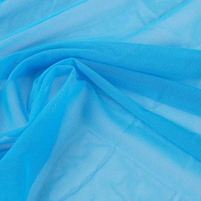 Superfine 4-Way Stretch Net Fabric Nylon Spandex Power Mesh Lightweight Sheer 60" Wide, a Continuous 5 Yards (Cyan Blue) - color: Cyan Blue