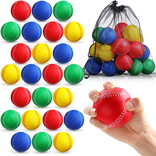 Outus 24 Pcs Soft Foam Baseballs for Training, Sports Balls for Adults, Safe Indoor & Outdoor Use, for Beginners - color: Blue,Green,Red